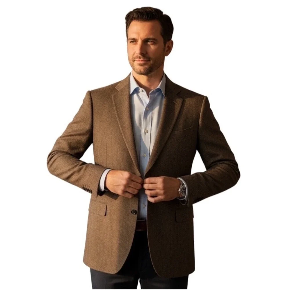 Stafford Signature Mens 52 Long Brown Merino Wool Blazer Classic Fit‎ Sport Coat